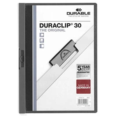 Abbildung von Durable Klemm Mappe Duraclip Original 30 (für 1 Blatt A4), 25 Stück, anthrazit/grau, 220057