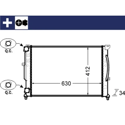 Abbildung von MAHLE ORIGINAL CR 1423 000S Kühler, Motorkühlung 632 415 34 mit Schrauben Kühlrippen mechanisch gefügt AUDI: A4 B5 Limousine, A6 C5 Avant
