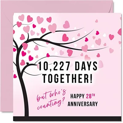 Abbildung von Stuff4 Lustige Glückwunschkarte zum 28. Hochzeitstag Ehefrau oder Ehemann 10227 Days Together I Love You Geschenke Happy 28th Wedding Anniversary Karten 145 mm x Grußkarten Jahrestage