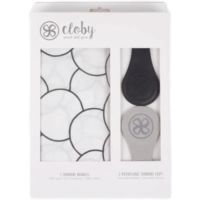Abbildung von Cloby Wickeltuch aus Bambus und Baumwolle, mit Magnet Clips Leder Segeltuch, schwarz/grau, 300 g