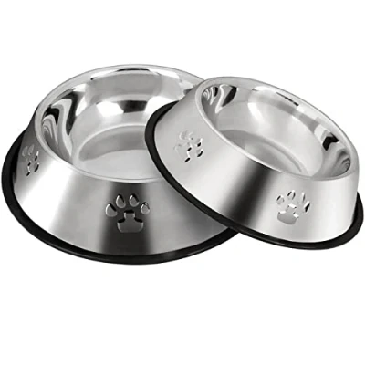 Abbildung von 2 Stück Edelstahl Hundenapf,Napf Katze, rutschfeste Haustier Schüssel/Futternapf (XS 15 cm)