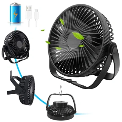 Abbildung von Tischventilator USB Ventilator Leise Klein mit Akku 3 in 1, Tischventilatoren Mini Geschwindigkeiten 360 Einstellbar, Tisch Ventilatoren Lüfter für Schlafzimmer Büro Camping Outdoor