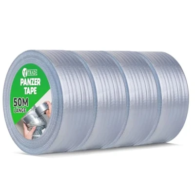 Abbildung von V1 TRADE Panzertape Silber 48mm x 50m 4 Panzerband extra stark wasserfest für innen und außen geeignet Duct Tape mit einfacher Handhabung &amp; rückstandsfrei entfernbar