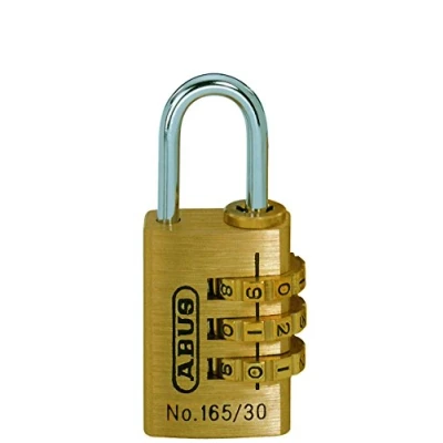 Abbildung von ABUS Zahlenschloss 165/30 Vorhängeschloss aus Messing mit individuell einstellbarem Zahlencode Kofferschloss / Spindschloss Sicherheitslevel 3