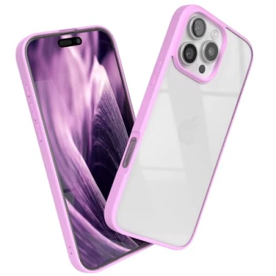 Abbildung von EAZY Case Hülle für iPhone 16 Pro Max, Handyhülle mit Ultra Aufprallschutz, Stoßfest und Kratzfest, dünne Schutzhülle Kameraschutz, Silikon Cover Clear Hybrid Handy Pink Bumper