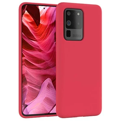 Abbildung von EAZY CASE Premium Silikon Handyhülle kompatibel mit Samsung Galaxy S20 Ultra / 5G, Slimcover Kameraschutz und Innenfutter, Silikonhülle, Schutzhülle, Bumper, Handy Case, Beere