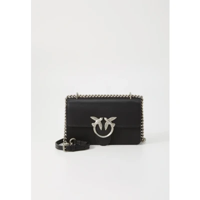 Abbildung von Pinko LOVE One MINI Vitello SETA Umhängetasche, Damen, Größe: Size, Black/old silver