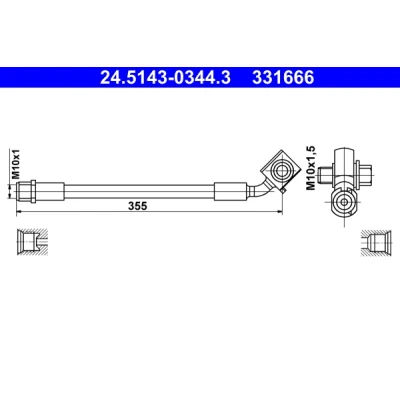 Abbildung von ATE 24.5143 0344.3 Bremsschläuche 355 M10x1 OPEL: Astra K Sports Tourer