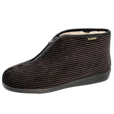 Abbildung von Fischer Markenschuh Frank Hausschuh Schurwollfutter, Cordsamt, Reißverschluss