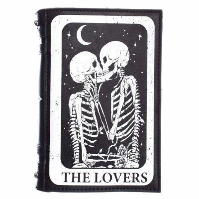 Abbildung von Heartless Handtasche The Lovers Tarot Notebook Bag Gothic Goth Okkult Wiccan Skelett Kuss