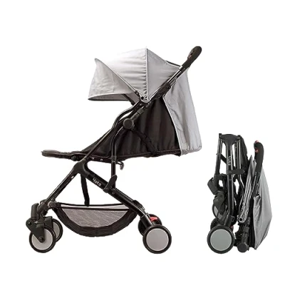 Abbildung von BAMBISOL Kinderwagen Citadine YUKO² Ultra kompakt zur Geburt faltbar, mit einer Hand, Transporttasche (schwarz grau)
