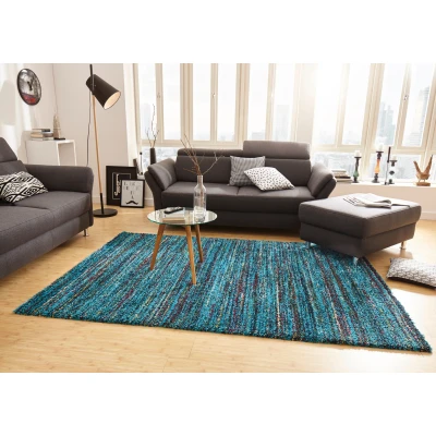 Abbildung von Mint Rugs Chic Teppich Hochflor Wohnzimmer Weich Flauschig Langflor Shaggy Flokati Boho Streifen Design Meliert für Kinderzimmer Schlafzimmer Küche Flur Blau 120x170 cm
