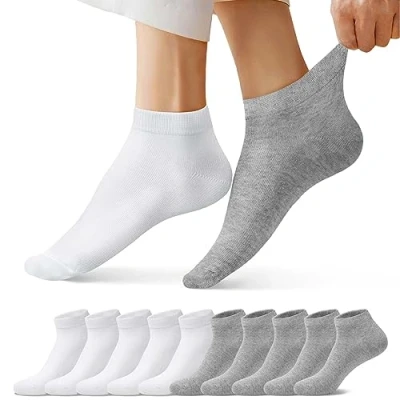 Abbildung von FALARY Sneaker Socken Herren 43 46 Weiß Damen Grau Sneakersocken Kurze 10 Paar Baumwolle Atmungsaktive Halbsocken Unisex