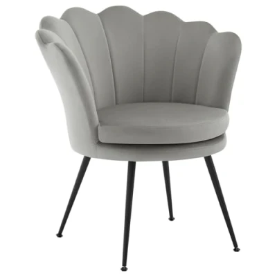 Abbildung von WOLTU Sessel Wohnzimmer, Armlehnensessel Blumenform, Loungesessel Relaxsessel Lesesessel Akzentsessel Einzelsofa, mit Samtbezug Metallbeinen, Grau, SKS50gr