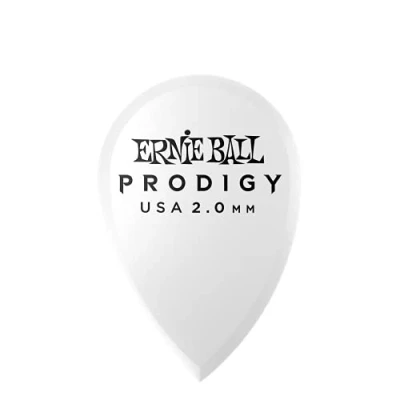 Abbildung von Ernie Ball 2,0 mm Teardrop Prodigy Plektren, 6er Pack, Weiß