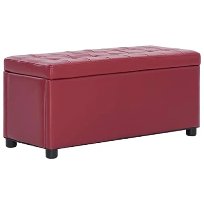 Abbildung von vidaXL Ottoman mit Stauraum Sitzhocker Sitzwürfel Sitzbank Aufbewahrungsbox Hocker Truhenbank Sitztruhe Truhe Sitzbox 87,5cm Weinrot Kunstleder