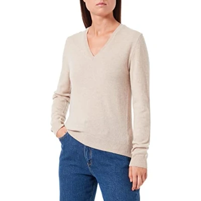 Abbildung von United Colors of Benetton Merino Vneck Strickpullover Strickpullover, Damen, Größe: 38, Beige