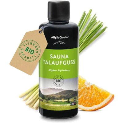 Abbildung von Allgäuquelle Sauna Aufgussset Bio Saunaaufguss Talaufguss Saunaduft (1 tlg., 1 x 100ml) mit Lemongrass, Orange und Bergamotte
