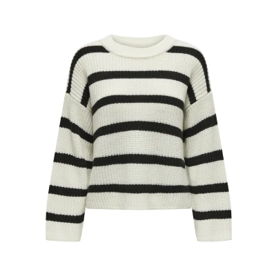 Abbildung von JDY Damen JDYjusty L/S Stripe Knt Noos Jumper Pullover, Eggnog, S EU