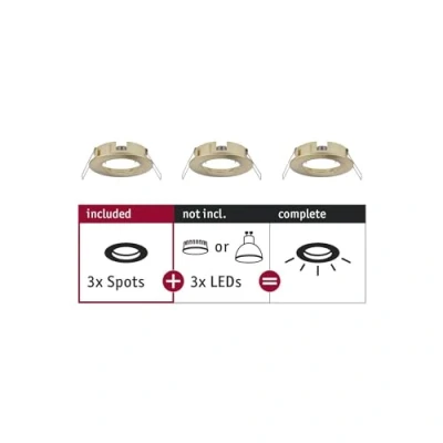 Abbildung von Paulmann 92483 Einbauleuchte Choose Spot starr max. 3x10W Deckeneinbaustrahler Messing gebürstet Einbaulampe ohne Leuchtmittel Alu