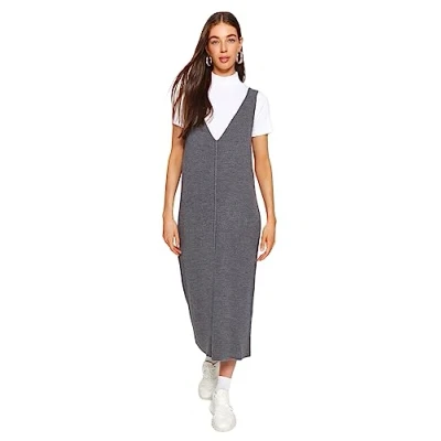 Abbildung von Trendyol Women&#039;s Damen Gerade Maxi Lange Ärmel Lässig Regulär Kleid Dress, Anthracite, S