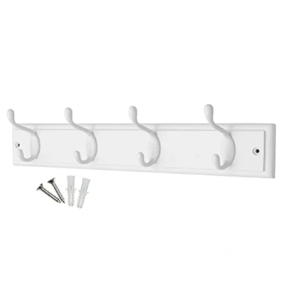 Abbildung von Tildenet Headbourne Hr4017H Garderobenleiste mit 4 Haken an einem weißen Holzbrett