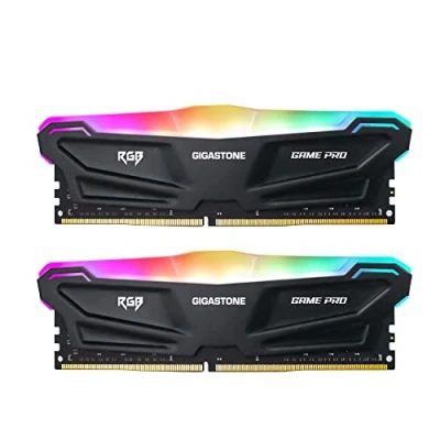 Abbildung von 【RGB DDR4 RAM】 GIGSASTONE Game PRO 16GB Kit(2x8GB) 3200MHz PC4 25600 CL16 20 40 Intel XMP 2.0 AMD Ryzen 1.35V UDIMM 288Pin Nicht ECC ungepuffert Desktop Hochleistung Arbeitsspeicher Black