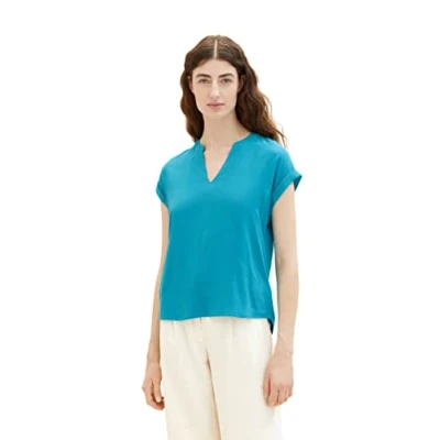 Abbildung von TOM TAILOR Damen 1037231 Basic Bluse, 31668 Petrol Green, 42