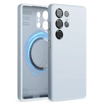 Abbildung von elago Kompatibel mit Samsung Galaxy S25 Ultra Hülle, Magnetische Silikonhülle, MagSafe Zubehör, Schutzhülle, Stoßfest, Schlank, Kratzfeste Weiche Mikrofaser Auskleidung (Hellblau)