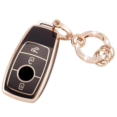 Abbildung von Koaudb Autoschlüssel Hülle Cover Passt für Mercedes Benz A B C E G S SL CLS Klasse AMG 3 Tasten Schlüsseletui TPU Schlüsselhülle mit Schlüsselanhänger (R Bz 3L B)