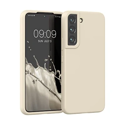 Abbildung von kwmobile Schutzhülle kompatibel mit Samsung S22 Hülle Silikon Case Handyhülle weiche Oberfläche kabelloses Laden Zuckerguss