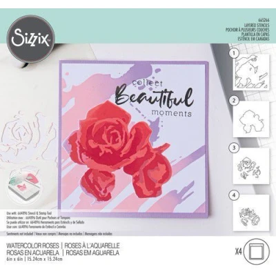 Abbildung von Sizzix Layered Stencils Watercolor Roses 4Stück
