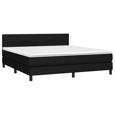 Abbildung von vidaXL Boxspringbett, Doppelbett mit Matratze Matratzenauflage, Bettgestell Lattenrost Kopfteil, Polsterbett Bett für Schlafzimmer, Schwarz 180x200cm Stoff