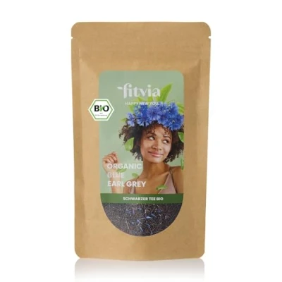 Abbildung von fitvia Bio Schwarzer tee &quot;Organic Blue Earl Grey&quot;: loser Tee, biologischer Grey mit Kornblumen ohne Zuckerzusatz, 100g