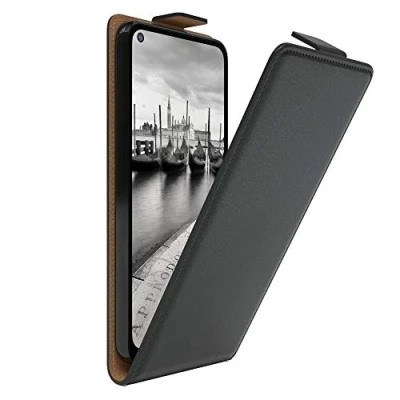 Abbildung von EAZY Case Hülle kompatibel mit Xiaomi Redmi Note 9 / 10X 4G Flip Cover zum Aufklappen, Handyhülle aufklappbar, Schutzhülle, Flipcase, Flipstyle vertikal klappbar, aus Kunstleder, Schwarz