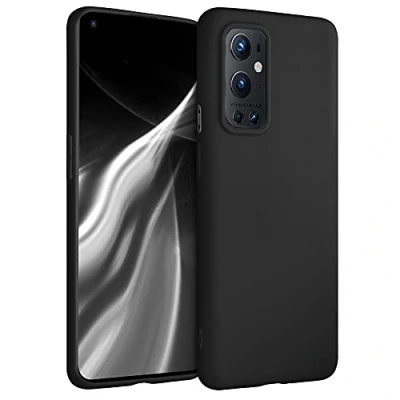 Abbildung von kwmobile Hülle kompatibel mit OnePlus 9 Pro weiches TPU Silikon Case Cover geeignet für kabelloses Laden Schwarz matt