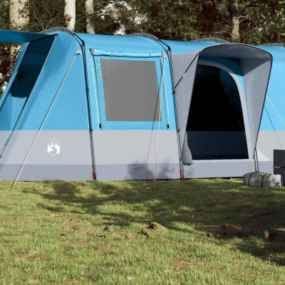 Abbildung von vidaXL Tunnelzelt 4 Personen, Campingzelt mit Steckverbindungssystem, Wasserdicht Familienzelt E Anschluss, Gruppenzelt, Blau 185T Polyester