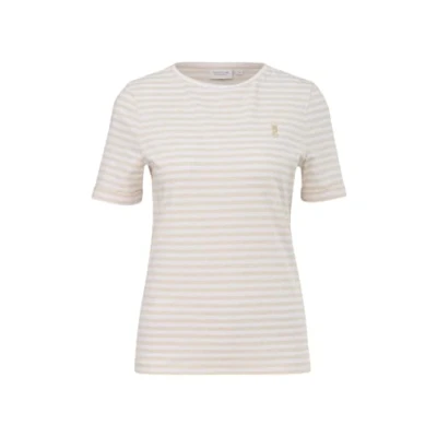 Abbildung von comma casual identity A Rayures Tshirt print, Damen, Größe: 40, Helles beige