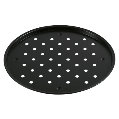 Abbildung von Original Kaiser Delicious Crossini Pizzaform 32 cm, Blech rund, Pizzablech antihaftbeschichtet, gelochter Thermoboden, Schwarz