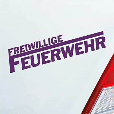 Abbildung von Auto Aufkleber Freiwillige Feuerwehr langes F Leben 19,5x4,5 cm Lila Sticker Heckscheibenaufkleber