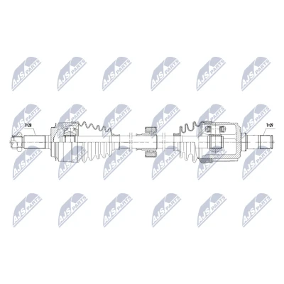 Abbildung von NTY NPW HD 104 Antriebswelle Vorderachse links 650mm Schaltgetriebe