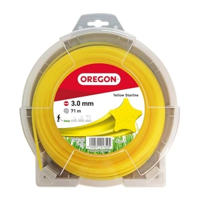 Abbildung von Oregon Yellow Star Trimmerfaden für Freischneider und Rasentrimmer, mit fünf Schneidkanten, Nylon in Profiqualität, kompatibel handelsüblichen Freischneidern, 3 mm 71 m (‎69 460 Y)