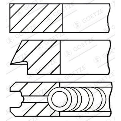 Abbildung von GOETZE ENGINE 08 148105 00 Kolbenringsatz 90,15 0,25 FORD: Transit Mk6 Kastenwagen, Ranger Mk3, Bus