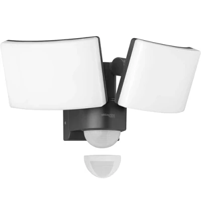 Abbildung von Oktaplex lighting LED Außen Wandleuchte Cali IP65 3200lm Wandlampe, Bewegungssensor &amp; Diffusor, fest integriert, warmweiß 3000K, Außenstrahler mit Bewegungsmelder anthrazit Flutlichtstrahler
