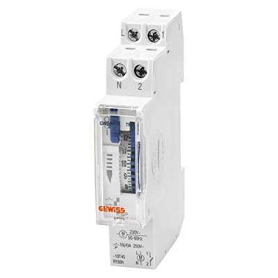 Abbildung von GEWISS Analog Zeitschaltuhr 24h Marke 1 Kontakt NA 16A/230Vca DIN Modul mit Batterie für Stromausfälle GWD6772