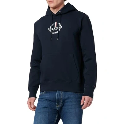 Abbildung von Tommy Hilfiger Global Stripe Wreath TEE Hoody Kapuzenpullover, Herren, Größe: Medium, Black