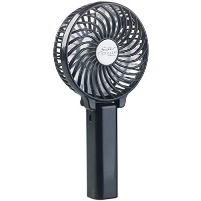 Abbildung von PEARL Handventilator USB: Zusammenklappbarer 2in1 Akku Hand &amp; Tisch Ventilator, USB, 4 Watt (Handventilator mit Batterie, Akku, Standventilator)