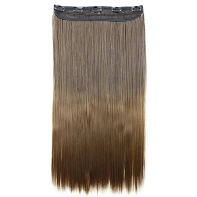 Abbildung von CAISHA 60cm Clip In Extensions Lara Haarverlängerung Haarteil Glatt Ombré Braun Mix C74