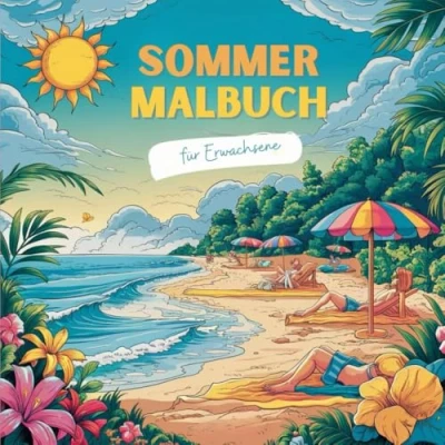 Abbildung von Sommer Malbuch für Erwachsene: Ausmalbuch Entspannung und Stressabbau im Urlaub mit 50 wunderschönen Sommermotiven innere Ruhe