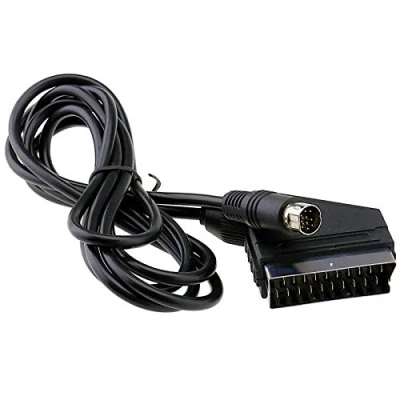 Abbildung von RGB Scart AV Kabel, Audio Video Anschlusskabel, Konsolenkabel, TV kompatibel mit Sega Saturn, schwarz, 1,8 m, 6 Fuß